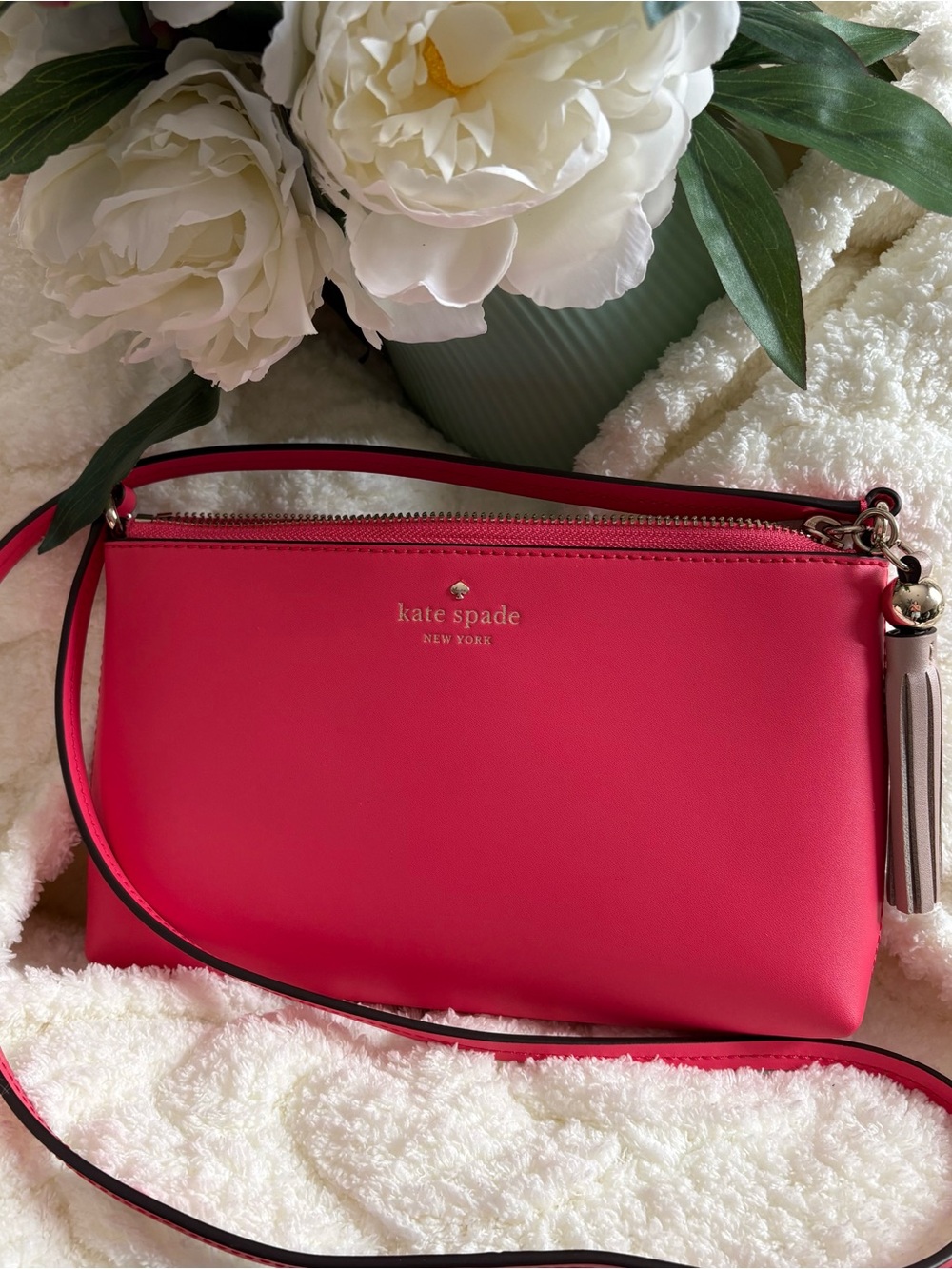 Kate Spade Ivy Street Amy Coral Pink Leather Tassel Crossbody